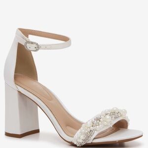 White Pearl Satin Wedding Shoes